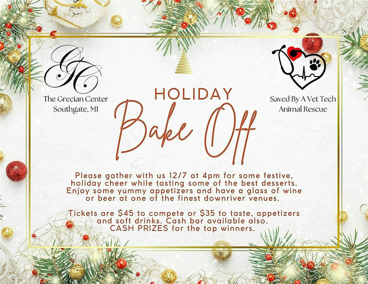 2nd Annual Holiday Bake Off Fundraiser for Saved By A Vet Tech Rescue, 7 December | Event in Southgate | AllEvents