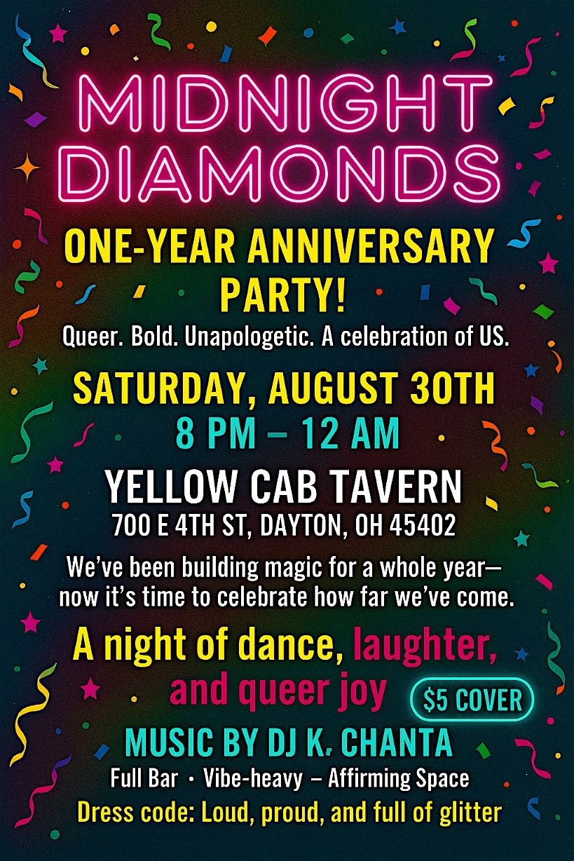 ✨ Midnight Diamonds Turns 1! ✨, 30 August | Event in Dayton | AllEvents