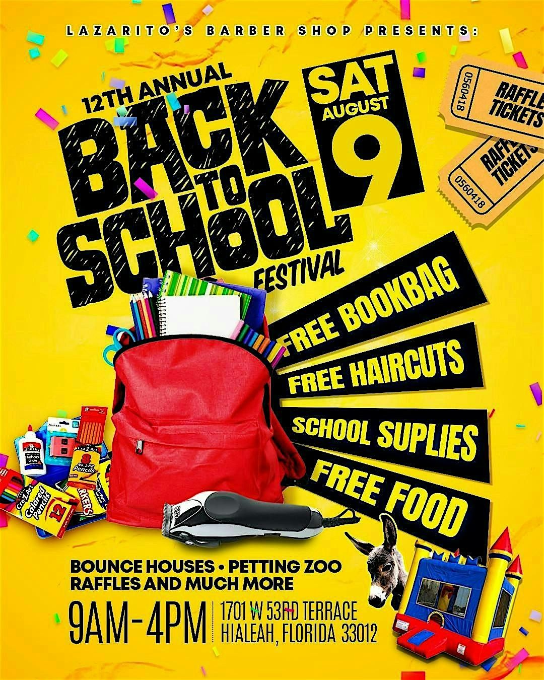 12th Annual For The Kids Back-to-School Festival by Lazarito’s Barbershop | Event in Hialeah | AllEvents