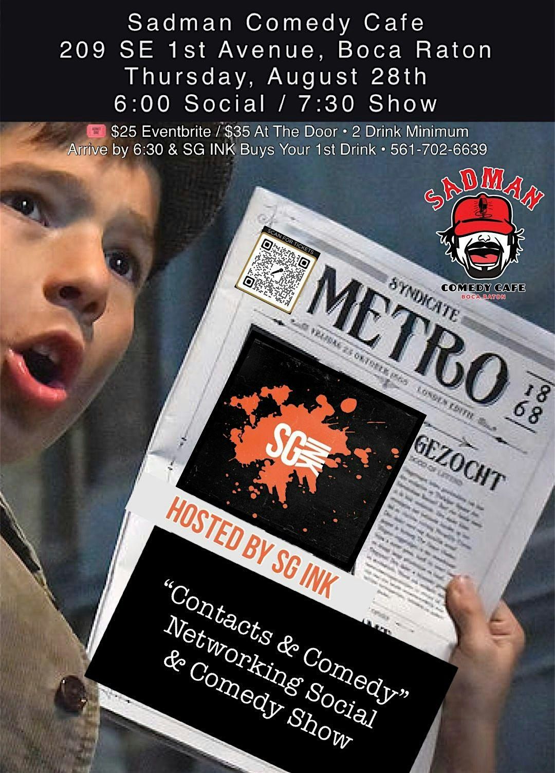 Contacts & Comedy, Networking Social and Show at Sadman Comedy Cafe, 28 August | Event in Boca Raton | AllEvents