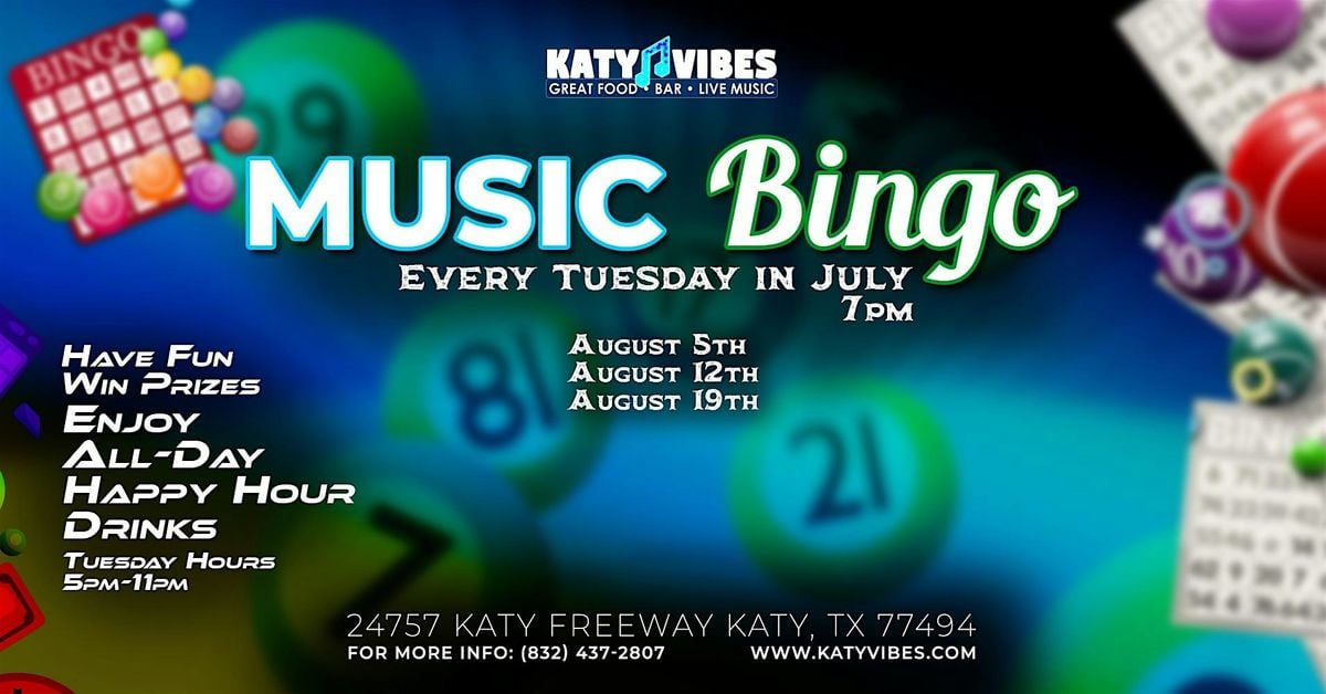 Music Bingo at Katy Vibes!, 12 August | Event in Katy | AllEvents