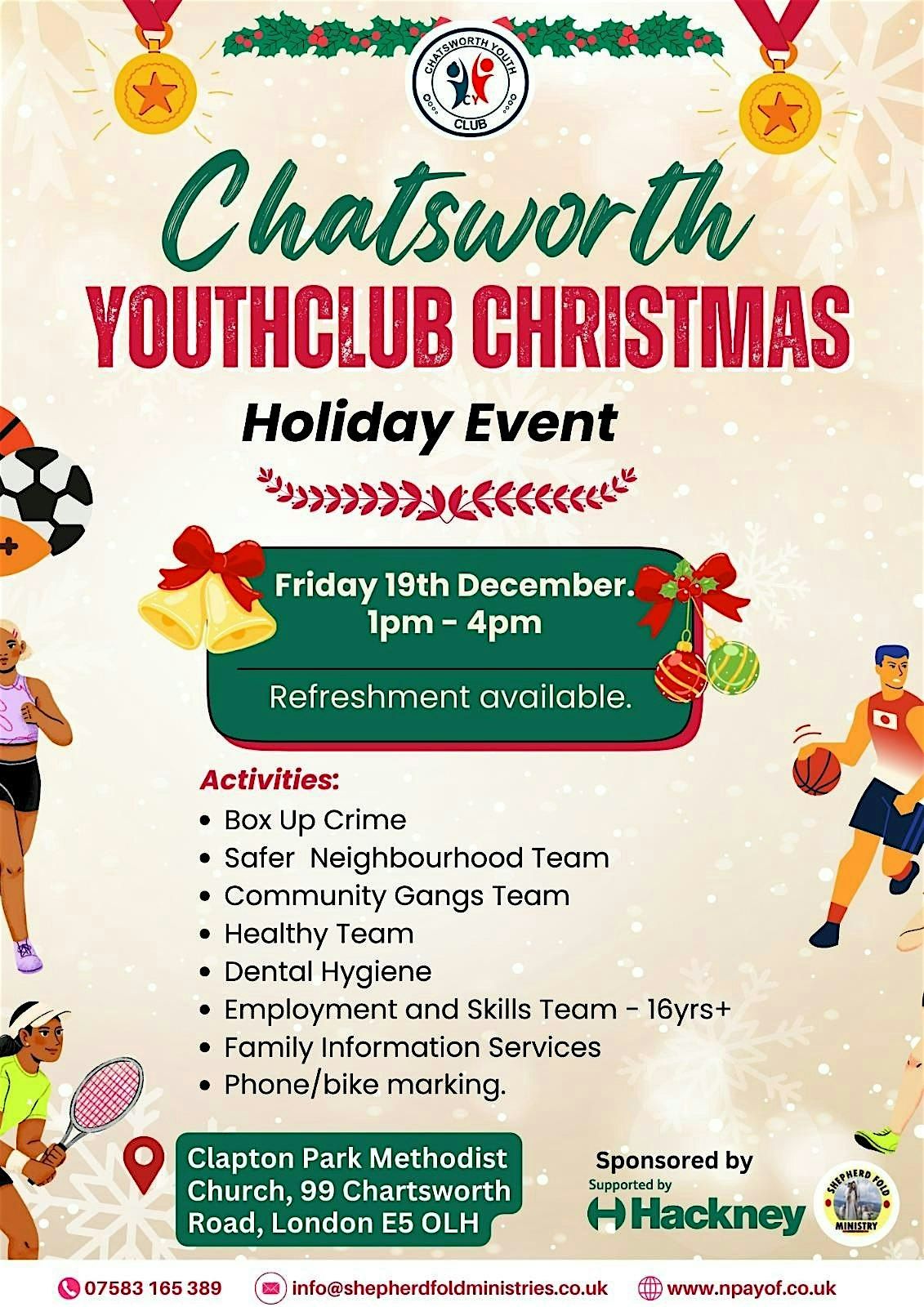 Chatsworth Youthclub Christmas Holiday Event, 19 December | Event in London | AllEvents