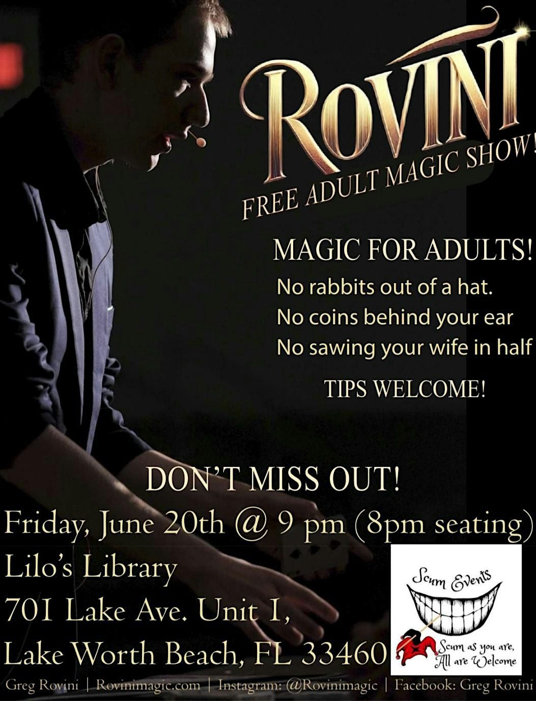 Step Into the Impossible – A Free Magic Show for Adults Only, 18 July | Event in Lake Worth Beach | AllEvents