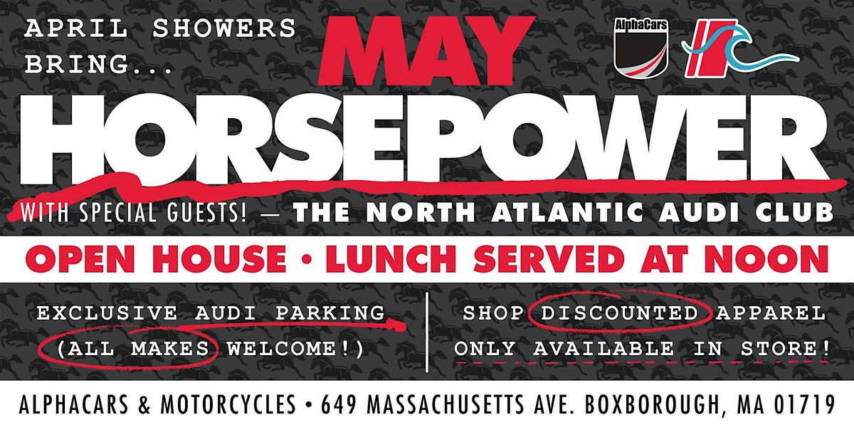 May Horsepower at AlphaCars, 17 May | Event in Boxborough | AllEvents
