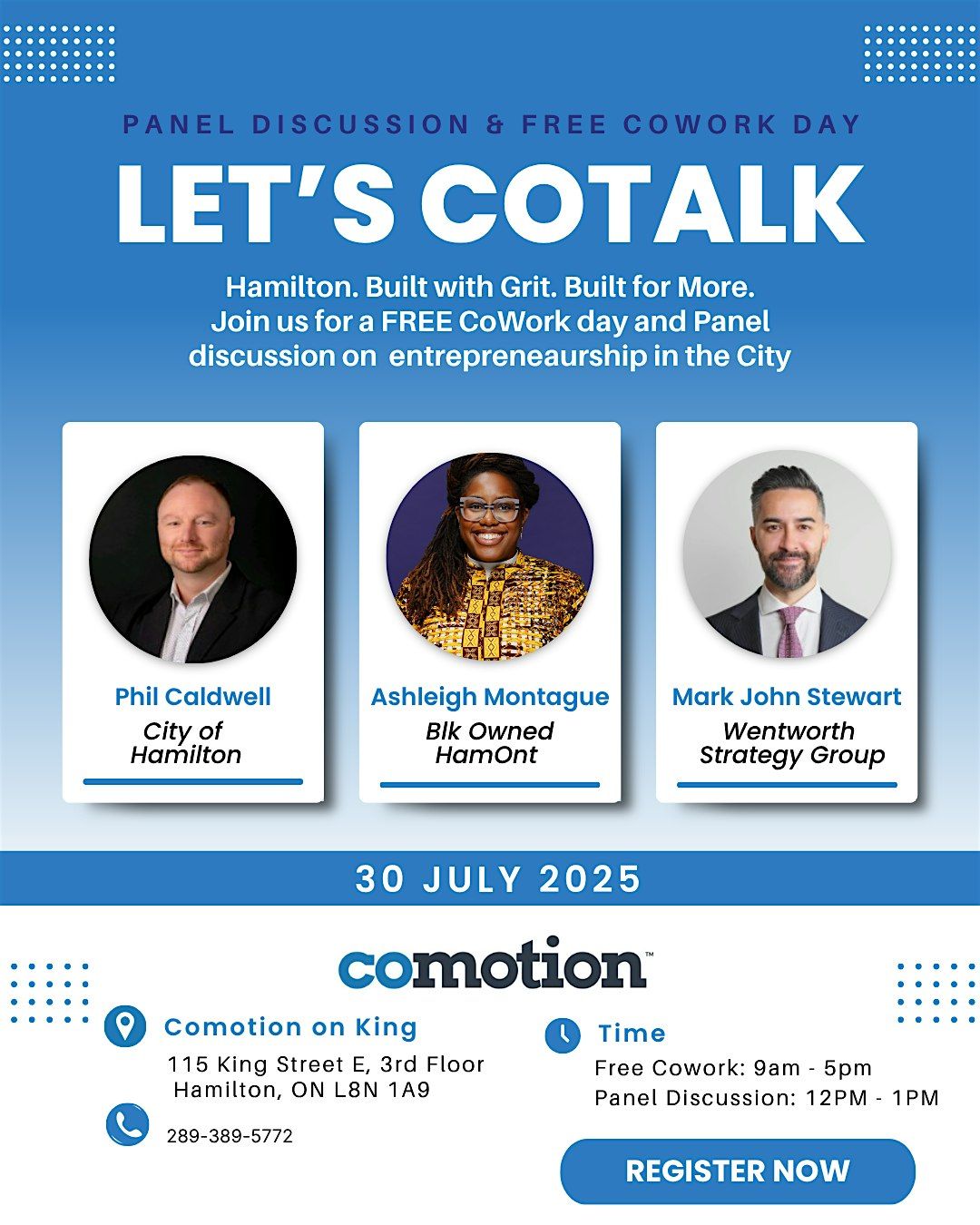 Let’s CoTalk:  Free Coworking Day + Panel Discussion at CoMotion, 15 October | Event in Hamilton | AllEvents