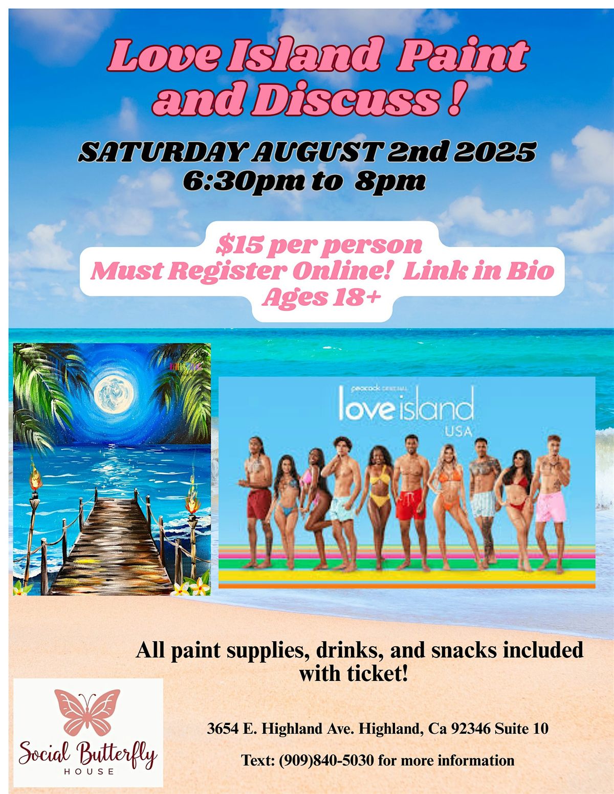 Love Island Paint and Discuss, 2 August | Event in Highland | AllEvents