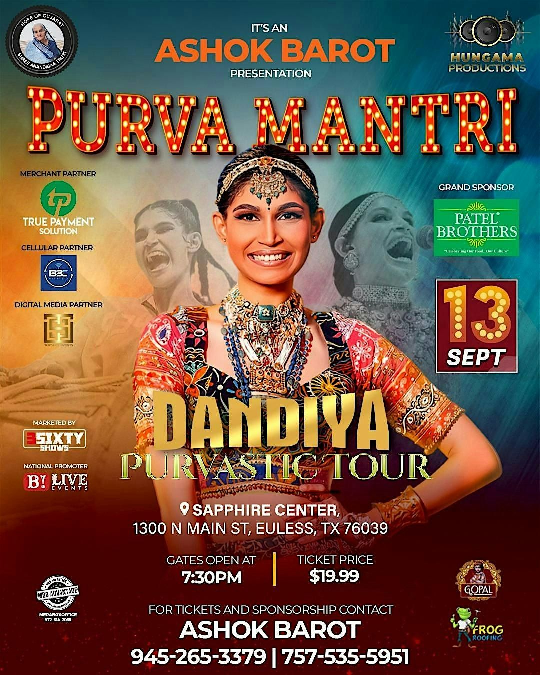 PURVA MANTRI - DANDIYA (PURVASTIC TOUR), 13 September | Event in Euless | AllEvents