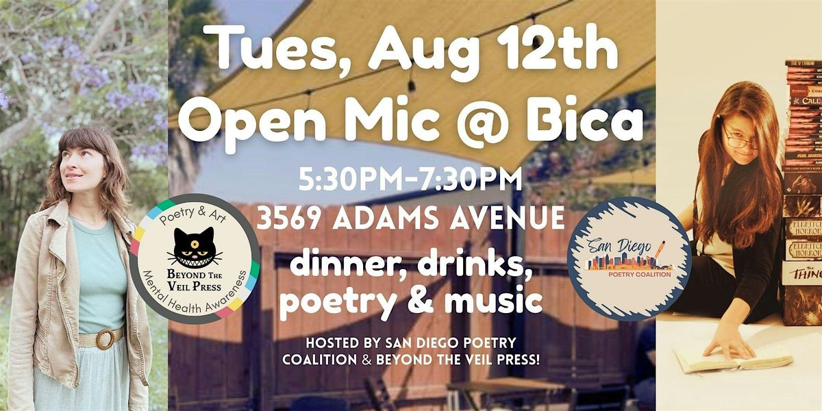 Poetry Open Mic @ Bica!, 12 August | Event in San Diego | AllEvents