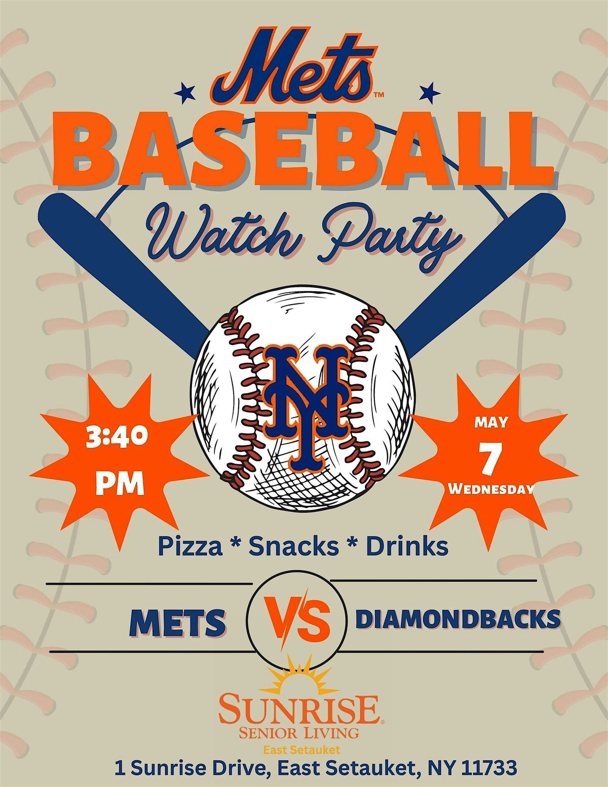 NY Mets Senior Living Watch Party, 7 May | Event in Setauket- East Setauket | AllEvents