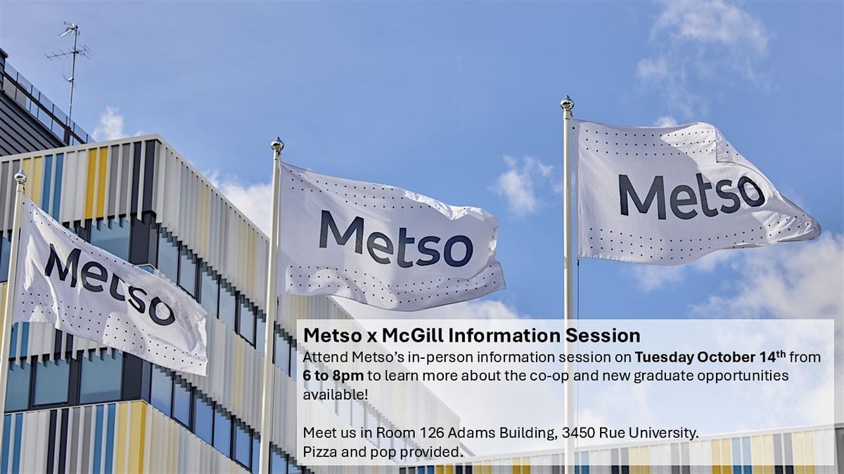 Metso x McGill Information Session, 14 October | Event in Montréal | AllEvents