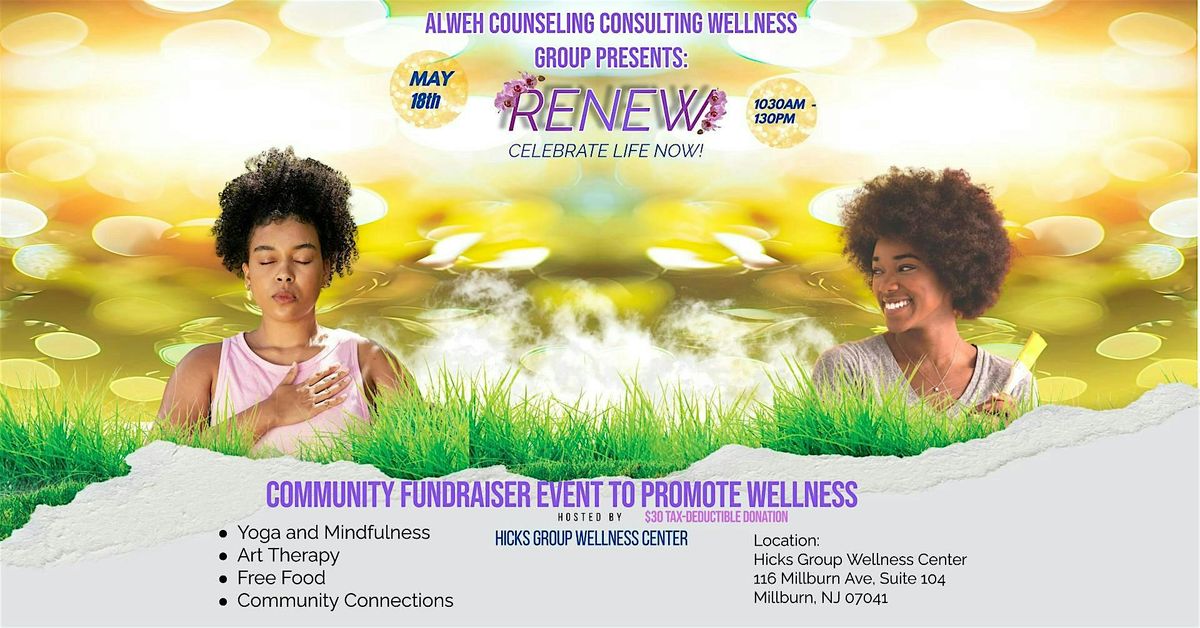 RENEW- Celebrate Life Now: ALWEH Yoga and Art Expression Fundraising Event, 18 May | Event in Millburn | AllEvents
