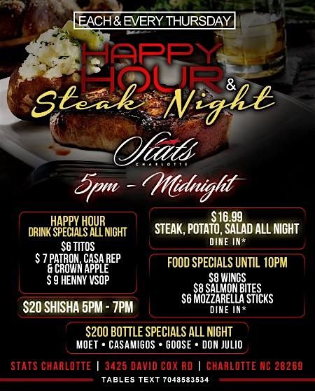 STEAK NIGHT @ STATS Charlotte | Event in Charlotte | AllEvents