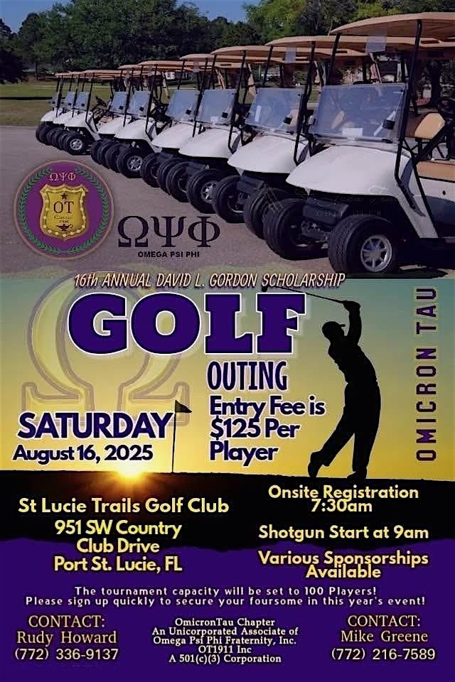 16th Annual David L. Gordon Scholarship Golf Outing, 16 August | Event in Port St. Lucie | AllEvents