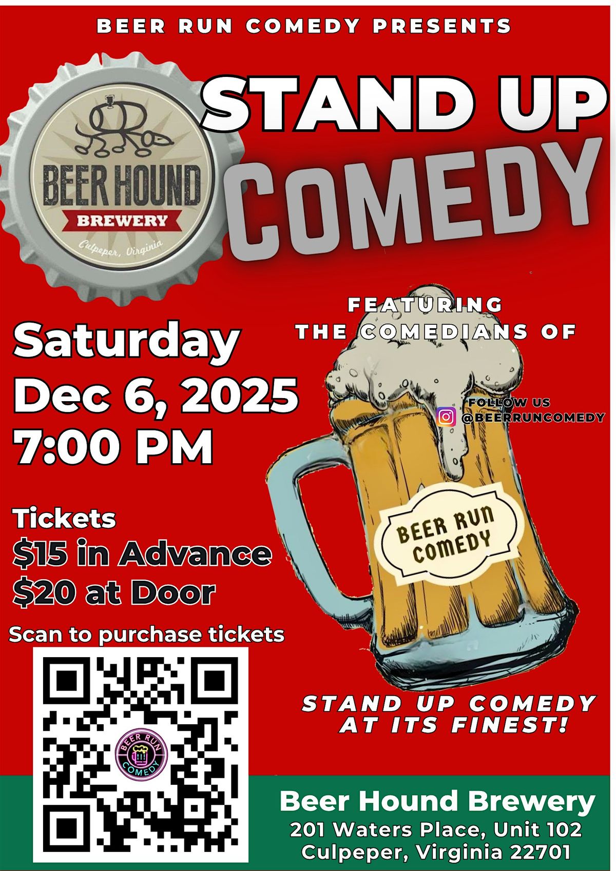 Stand Up Comedy Night at Beer Hound Brewery, 6 December | Event in Culpeper | AllEvents