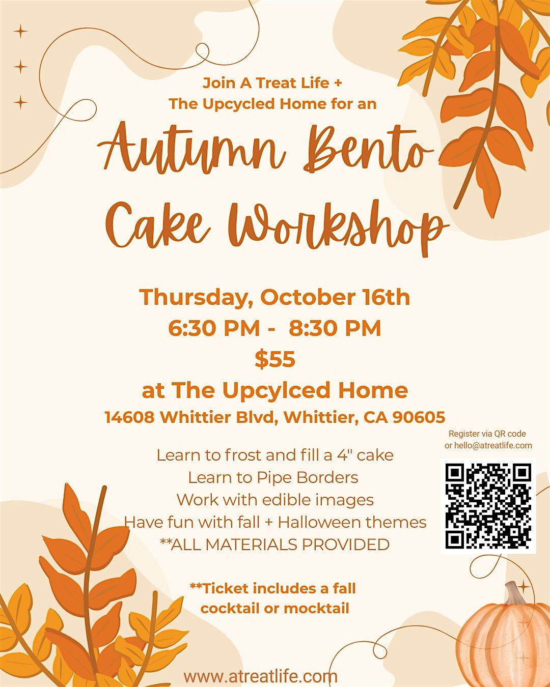 AUTUMN BENTO CAKE WORKSHOP, 16 October | Event in Whittier | AllEvents