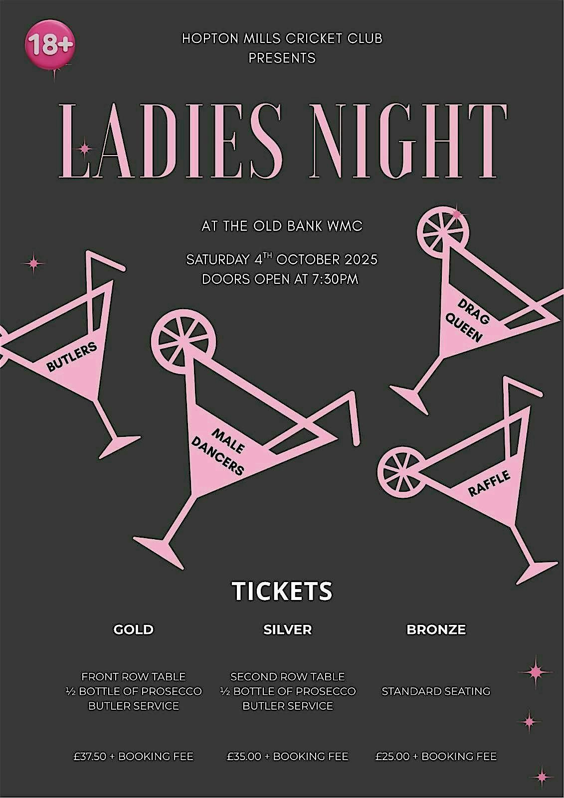 Ladies Night hosted by Hopton Mills Cricket Club!  (Over 18+ only), 4 October | Event in Mirfield | AllEvents