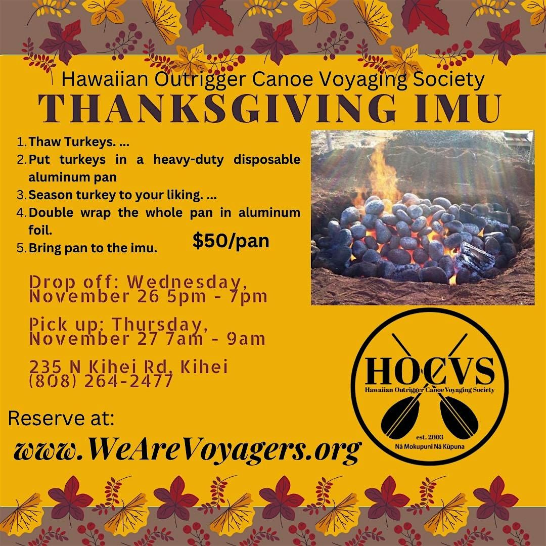 Thanksgiving Imu at HOCVS, 26 November | Event in Kihei | AllEvents