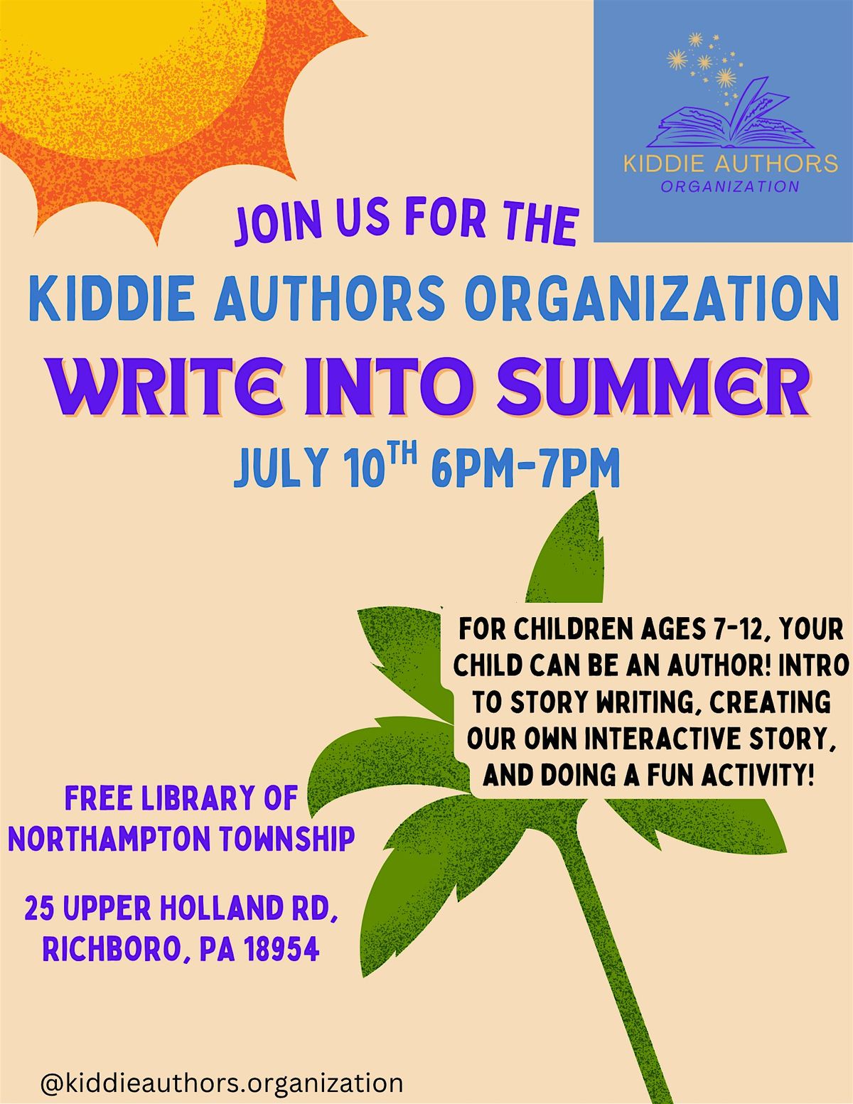 Kiddie Authors Organization Write Into Summer, 10 July | Event in Richboro | AllEvents