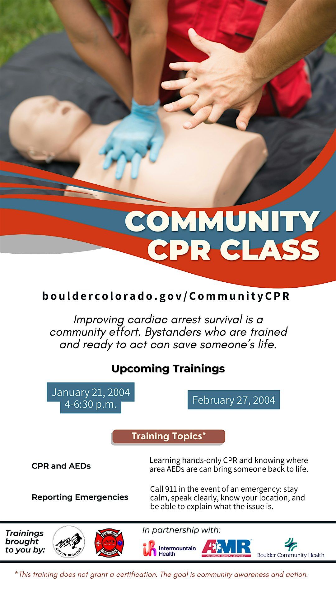 Boulder Fire-Rescue Community CPR Class June 24, 24 June | Event in Boulder | AllEvents