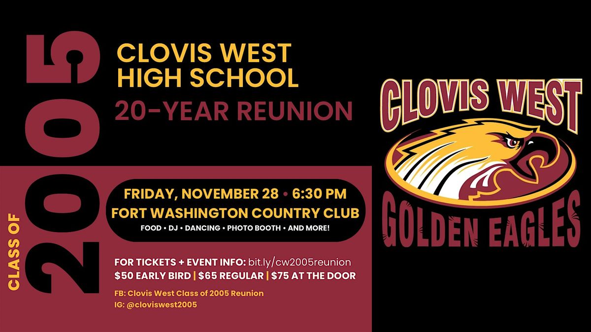 Clovis West Class of 2005 - 20 Year Reunion, 28 November | Event in Fresno | AllEvents
