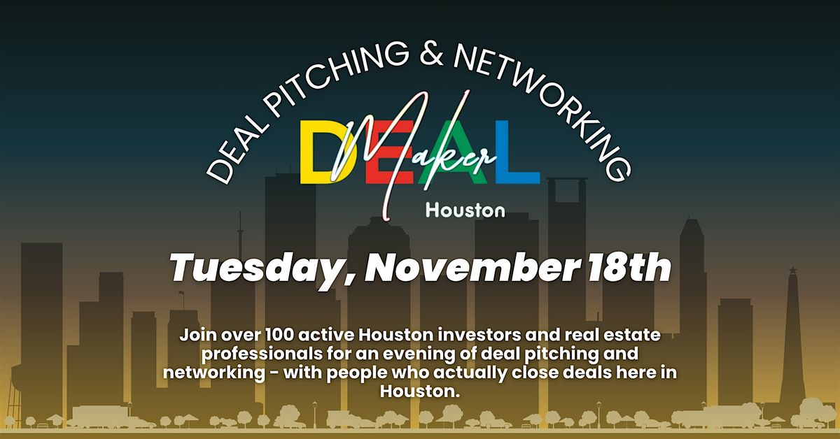 Deal Pitching & Networking, 18 November | Event in Houston | AllEvents
