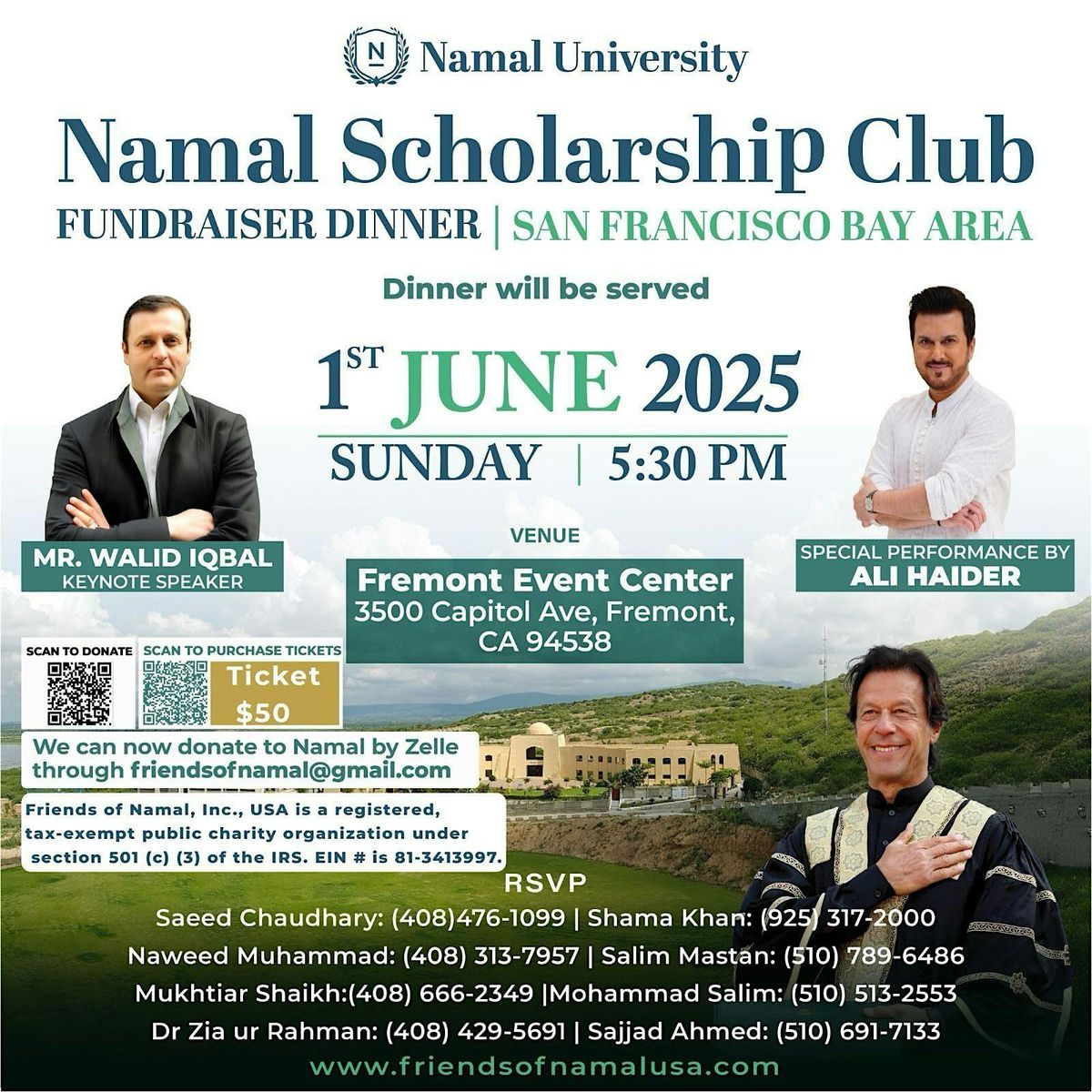 Namal University Fundraiser Dinner, 1 June | Event in Fremont | AllEvents