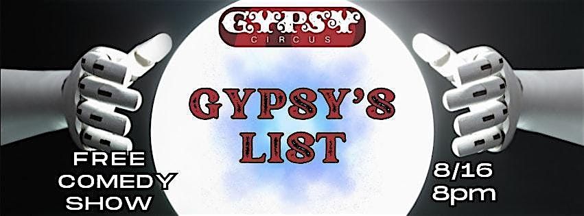 Gypsy Circus Presents: Gypsy's List Comedy Showcase, 16 August | Event in Kingsport | AllEvents