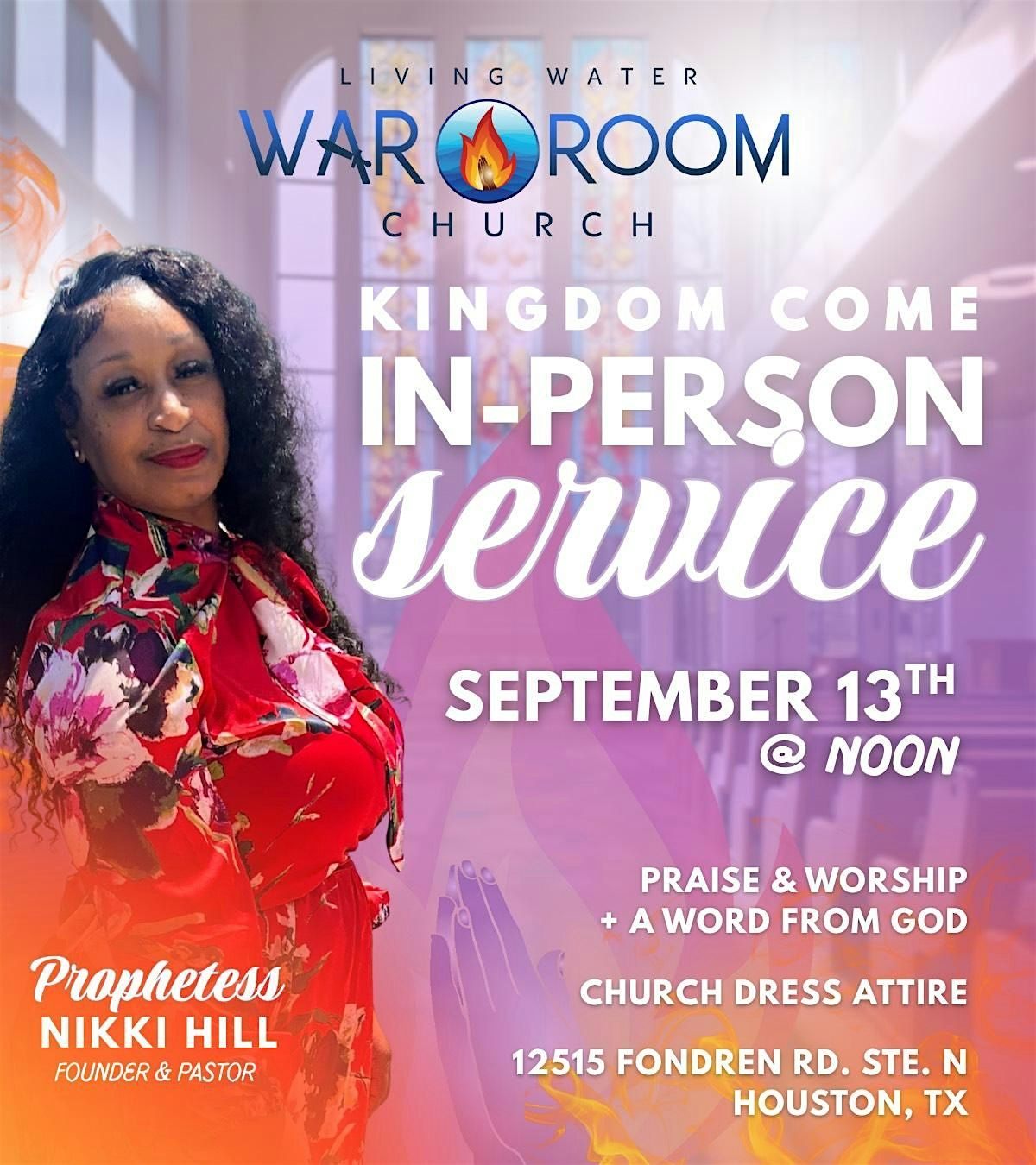 Living Water War Room Church In Person Service, 13 September | Event in Houston | AllEvents