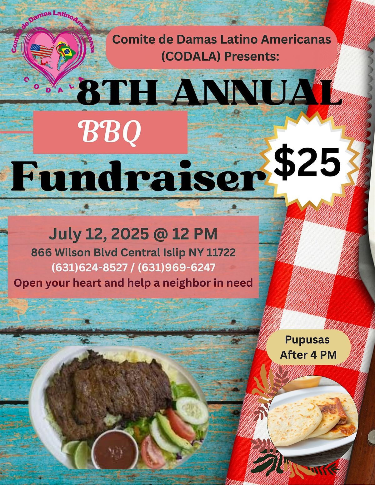 BBQ Fundraiser - 8th Annual Comite de Damas LatinoAmericanas (CODALA), 12 July | Event in Central Islip | AllEvents