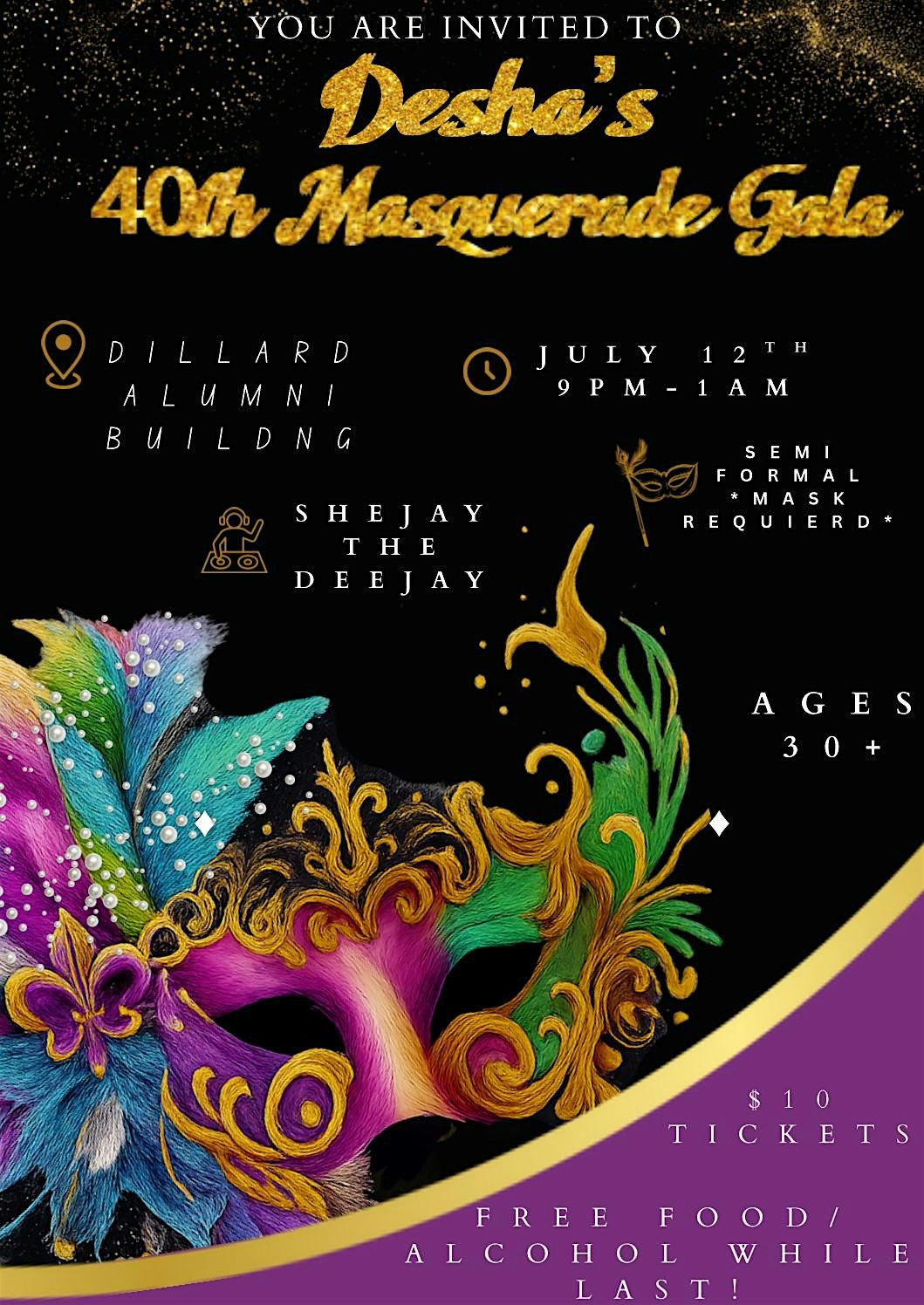 Copy of Desha ‘s 40th  Masquerade Gala, 12 July | Event in Goldsboro | AllEvents