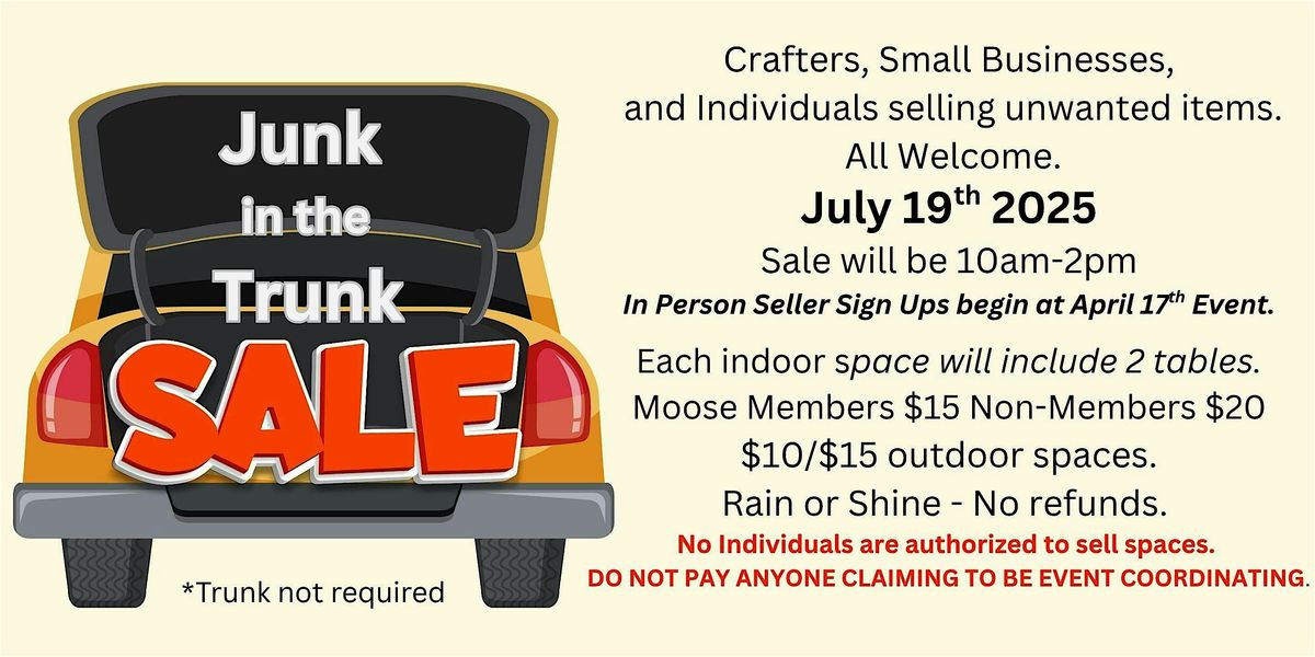 Junk in the Trunk - July 19th- Reserve Spaces, 19 July | Event in Elkhart | AllEvents
