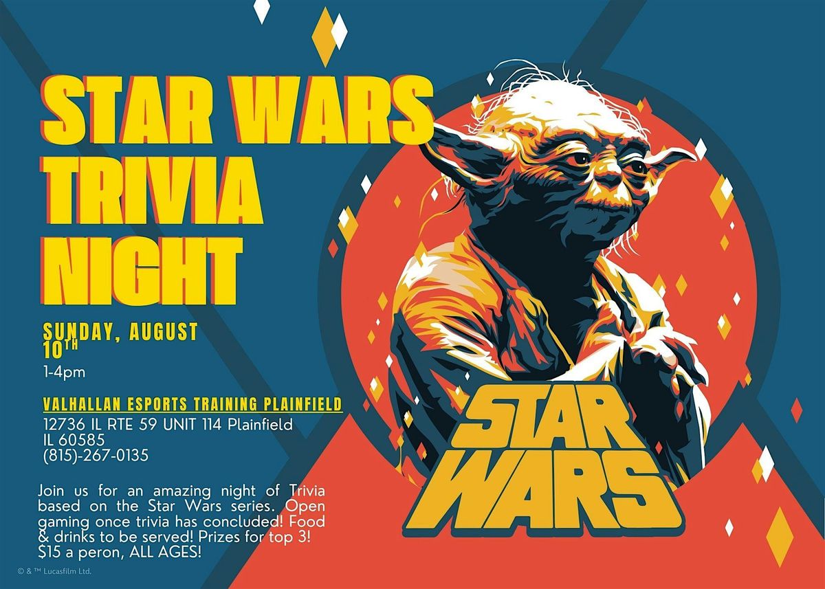 Star Wars Trivia Night Hosted by Valhallan Esports Training, 12 September | Event in Plainfield | AllEvents