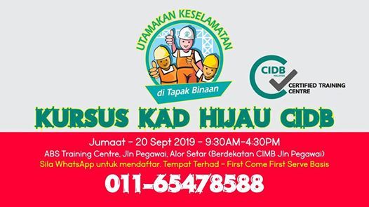 Kursus Kad Hijau Cidb Alor Setar Jalan Pegawai Alor Setar 20 September