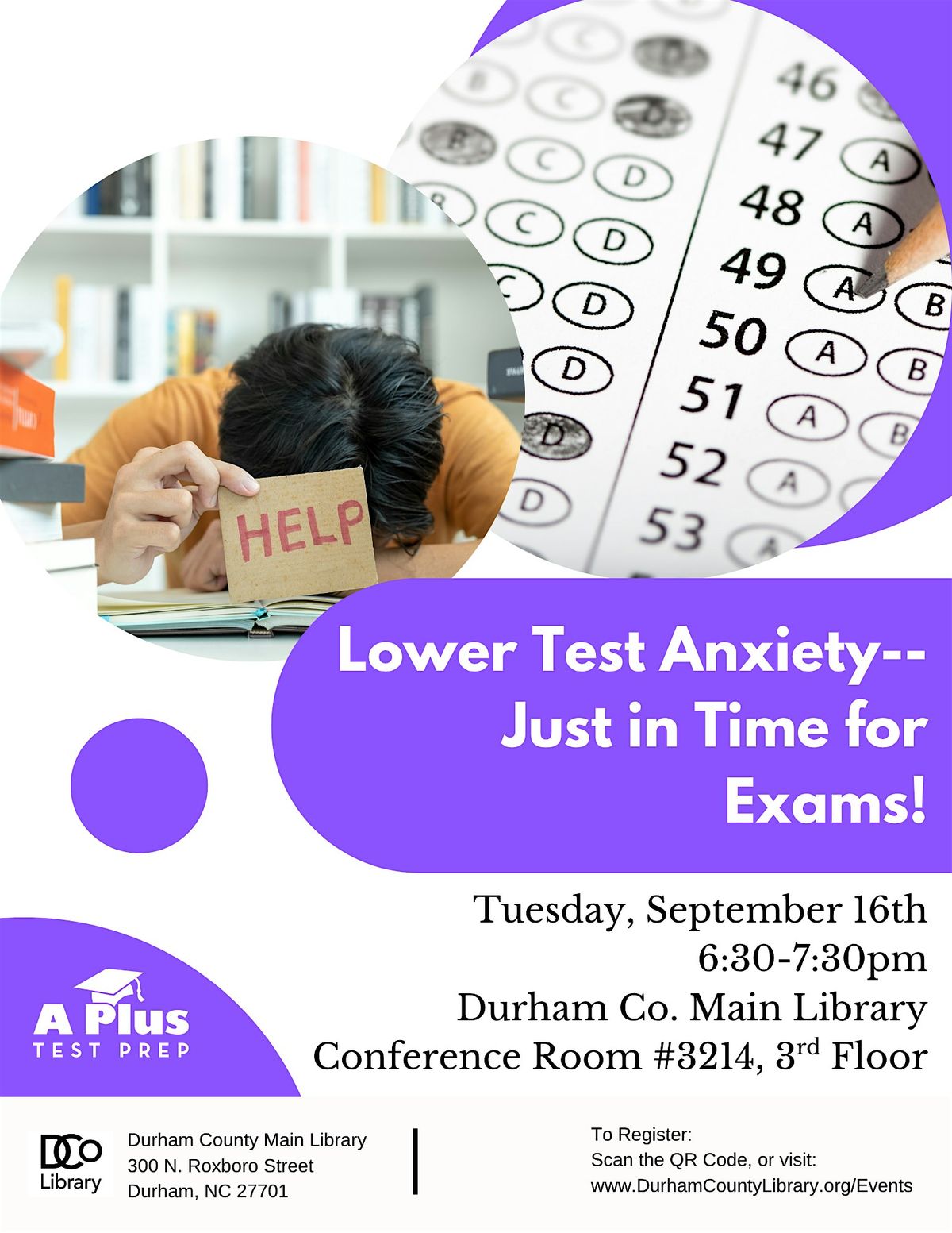 Lowering Test Anxiety, 16 September | Event in Durham | AllEvents