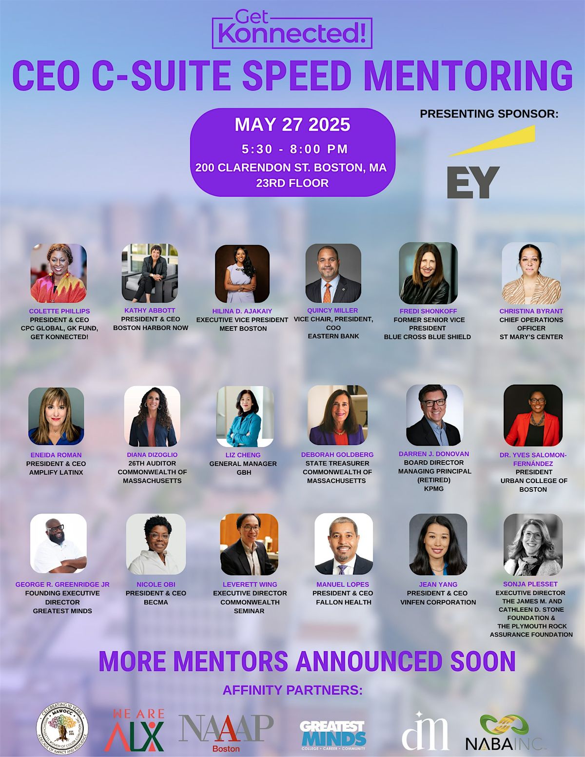CEO C-Suite Speed Mentoring, Ernst & Young, Boston, 27 May 2025 | AllEvents