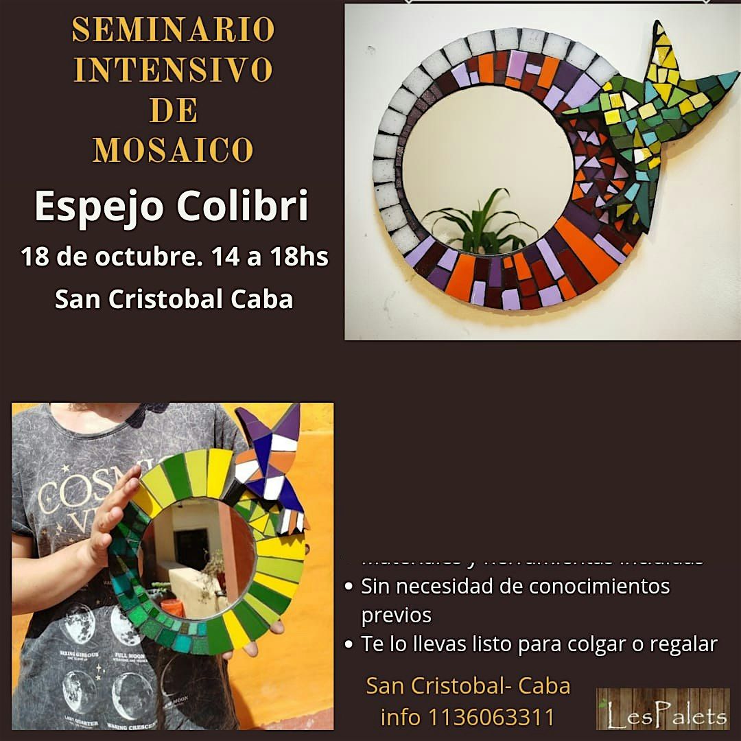 Taller de  MOSAICO Espejo Colibri, veni a crear un espejo  en una tarde, 18 October | Event in Buenos Aires
