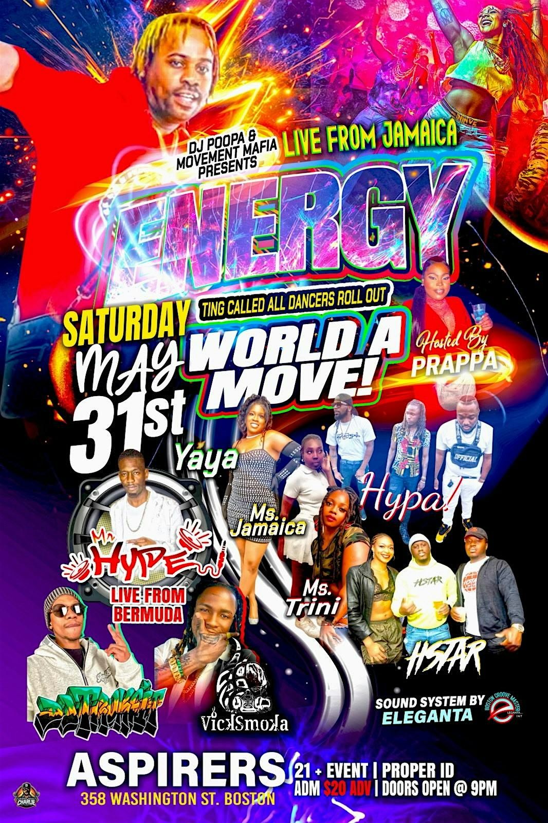 World a move featuring Energy from Kingston Jamaica, 31 May | Event in Boston | AllEvents