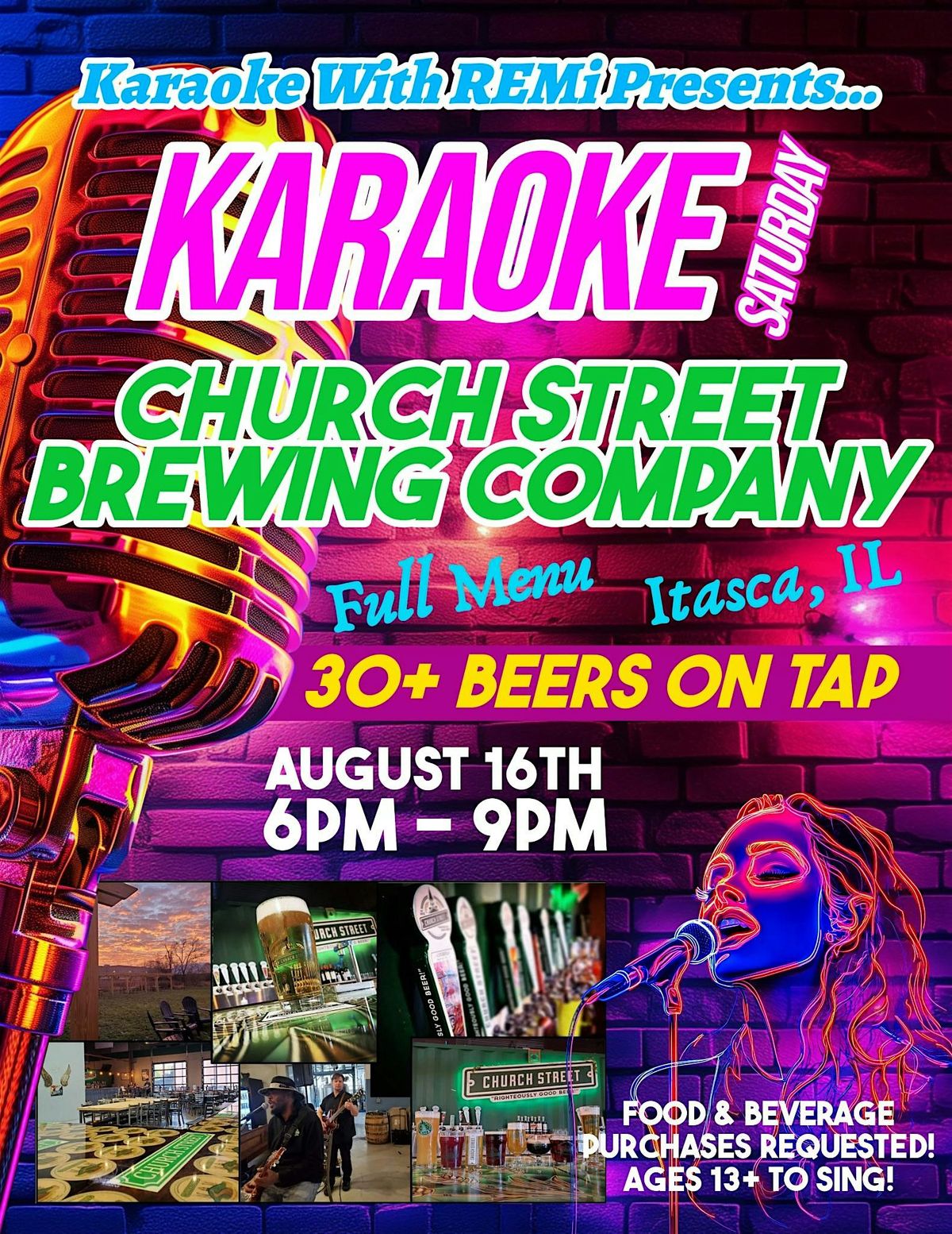 Karaoke With REMi Pop-Up at Church Street Brewing Company in Itasca, 16 August | Event in Itasca | AllEvents