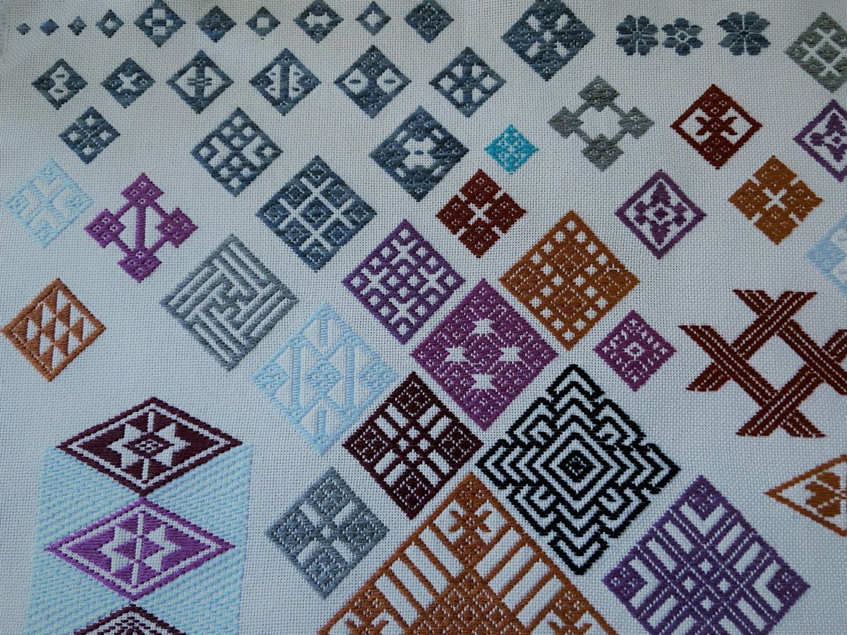 Kogin counted thread Sashiko embroidery (studio), Artist's studio ...