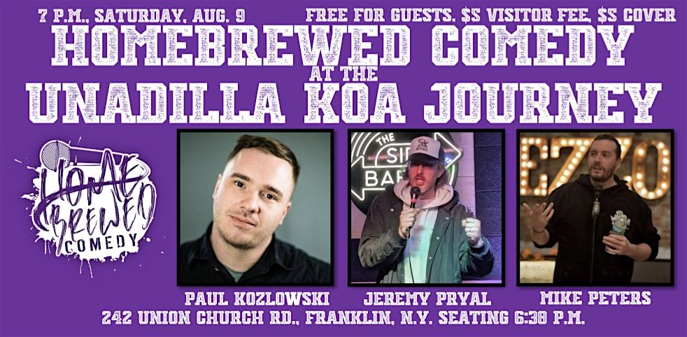Homebrewed Comedy at the Unadilla KOA Journey, 9 August | Event in Franklin | AllEvents