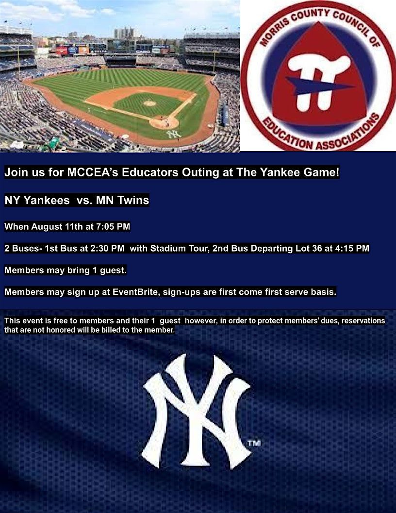 NY Yankees vs MN Twins - Bus Departure 4:15 pm, 11 August | Event in Rockaway | AllEvents