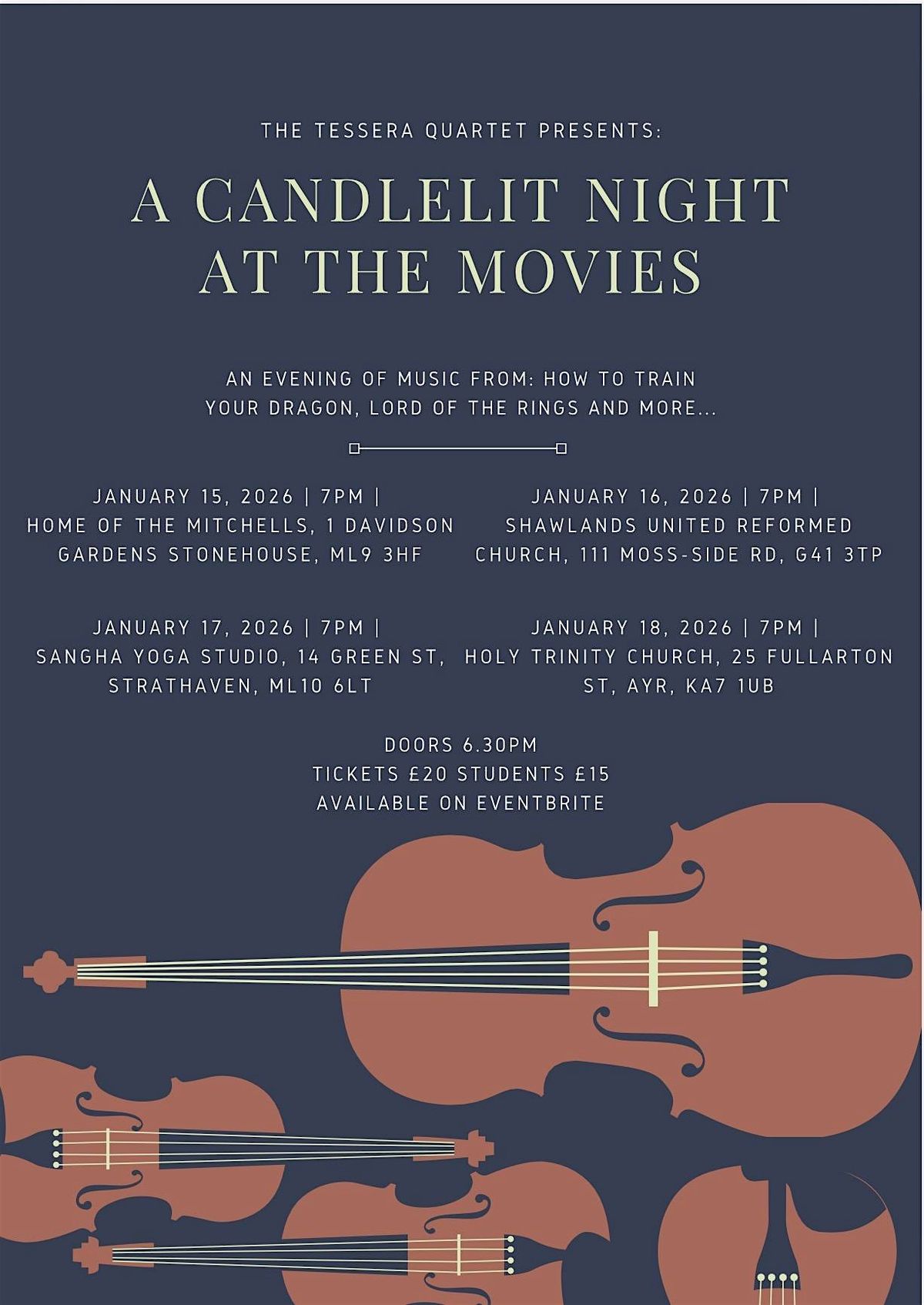The Tessera Quartet in Ayr: A Candlelit Night at the Movies