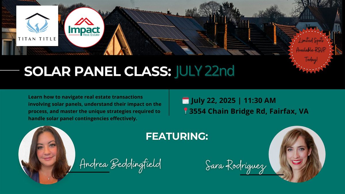 Solar Panel Class, 22 July | Event in Fairfax | AllEvents