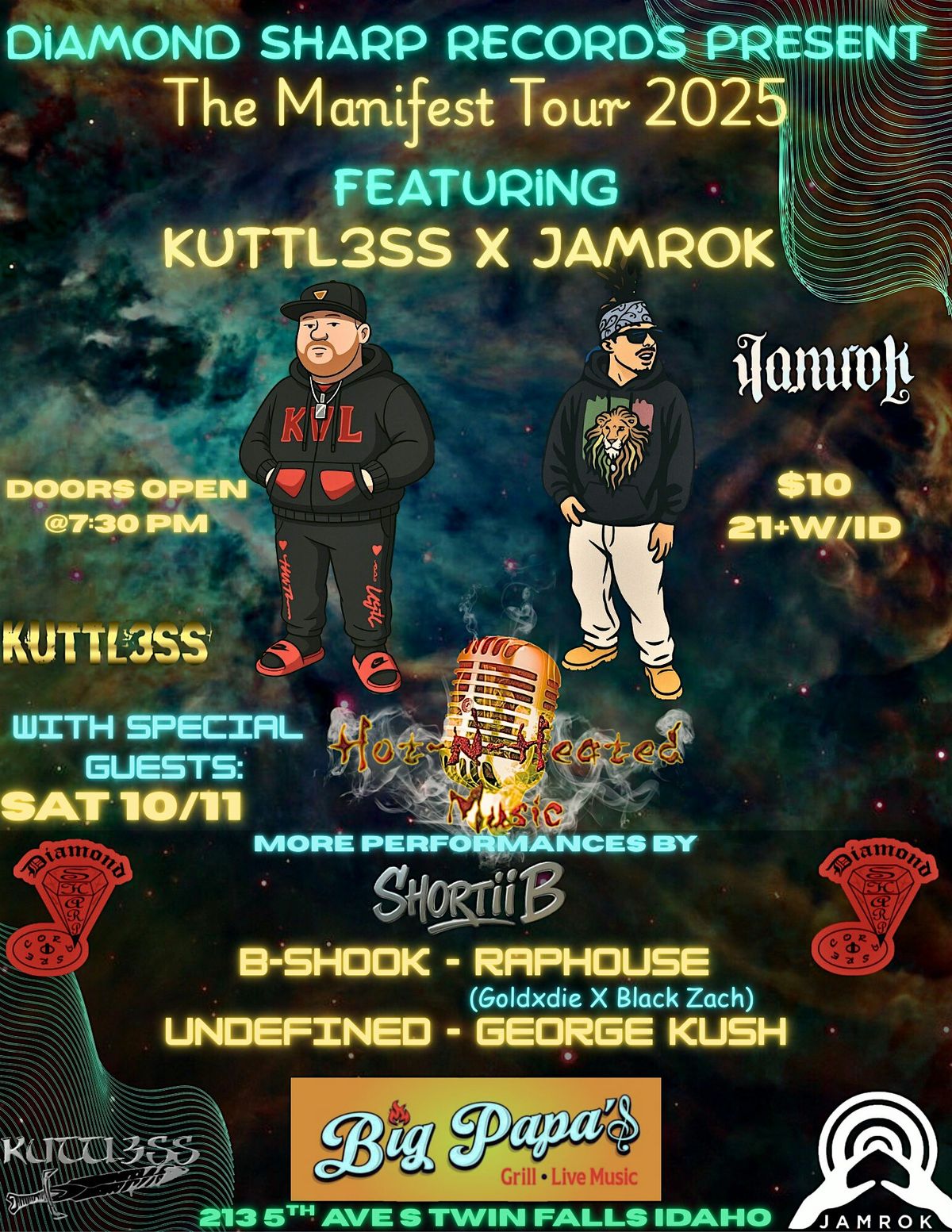 Diamond Sharp Records Presents The Manifest Tour Feat Jamrok & Kuttl3ss, 11 October | Event in Twin Falls