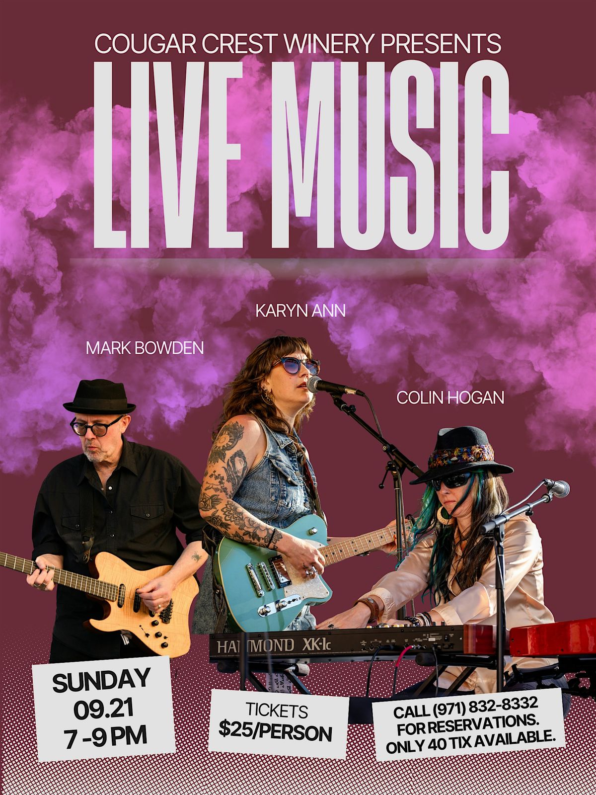 Cougar Crest Estate Winery Presents: Karyn Ann + Colin Hogan + Mark Bowden, 21 September | Event in Lake Oswego
