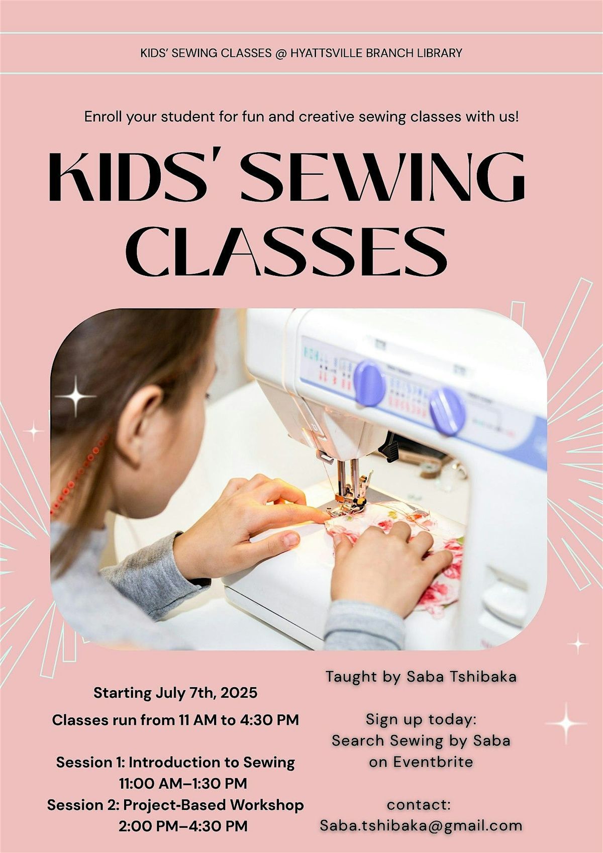 Kids’ Sewing Monday with Saba – Learn to Sew + Create Your Own Project!, 7 July | Event in Hyattsville