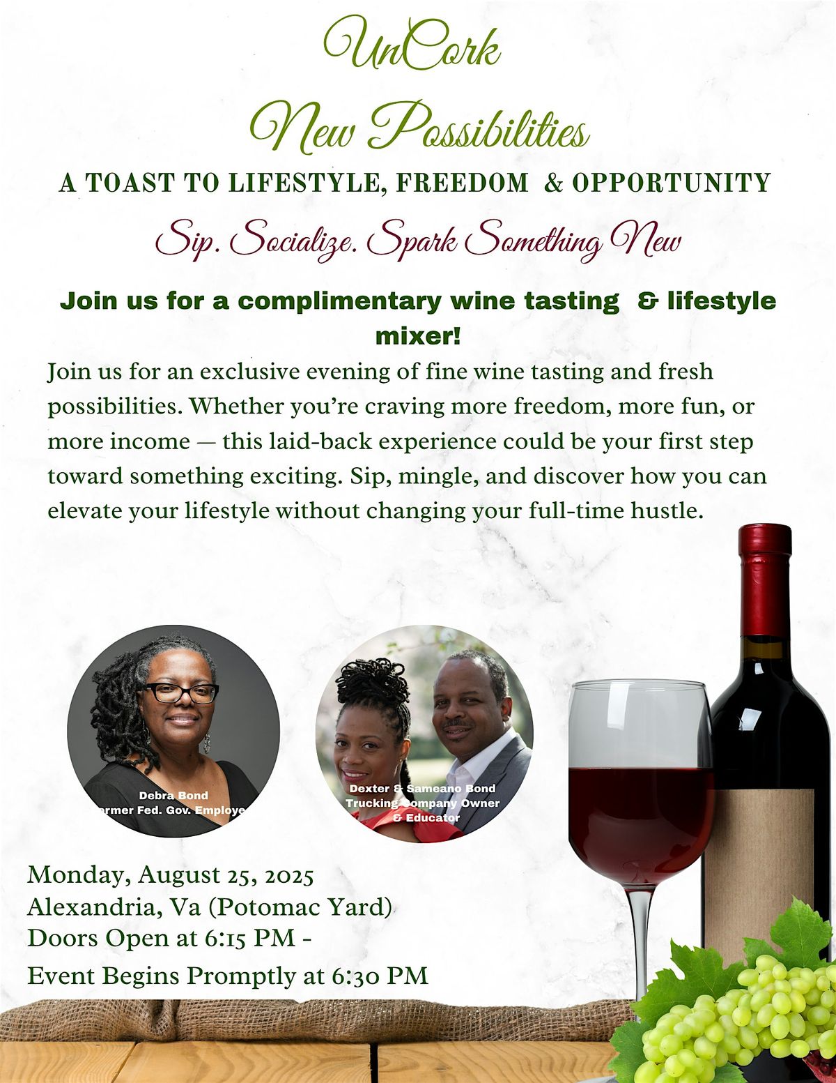 Uncork New Possibilities (Alexandria, VA), 25 August | Event in Alexandria | AllEvents