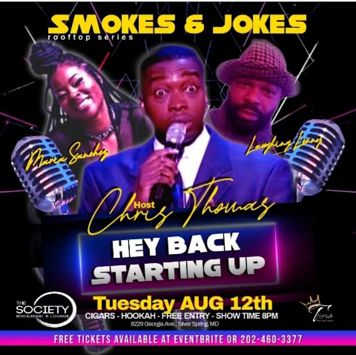 SMOKE & JOKES  ON THE ROOFTOP @ SOCIETY, 12 August | Event in Silver Spring | AllEvents