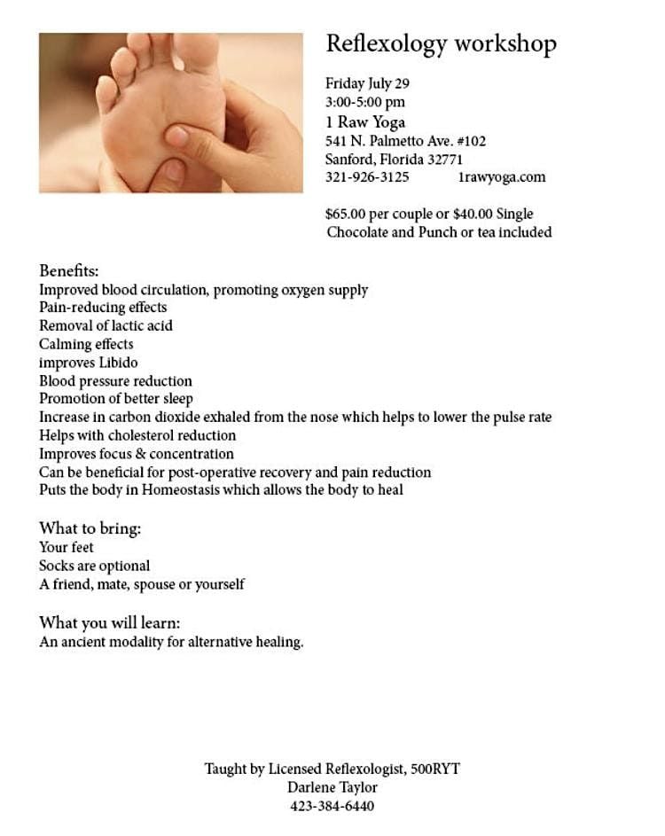 Reflexology Workshop, 16 August | Event in Sanford | AllEvents
