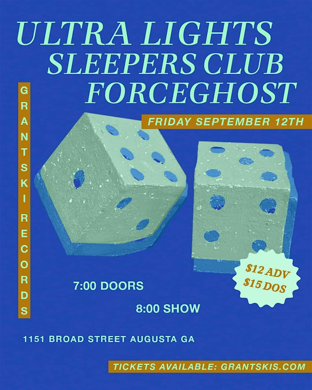 Ultra Lights W/ Sleepers Club & Forceghost, 12 September | Event in Augusta | AllEvents